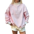 thumbnail image 2 of Women Oversized Mockneck Sweatshirt Striped Mock Neck Long Sleeve Pullover Shirt Fall Winter Lounge Tops S, 2 of 5