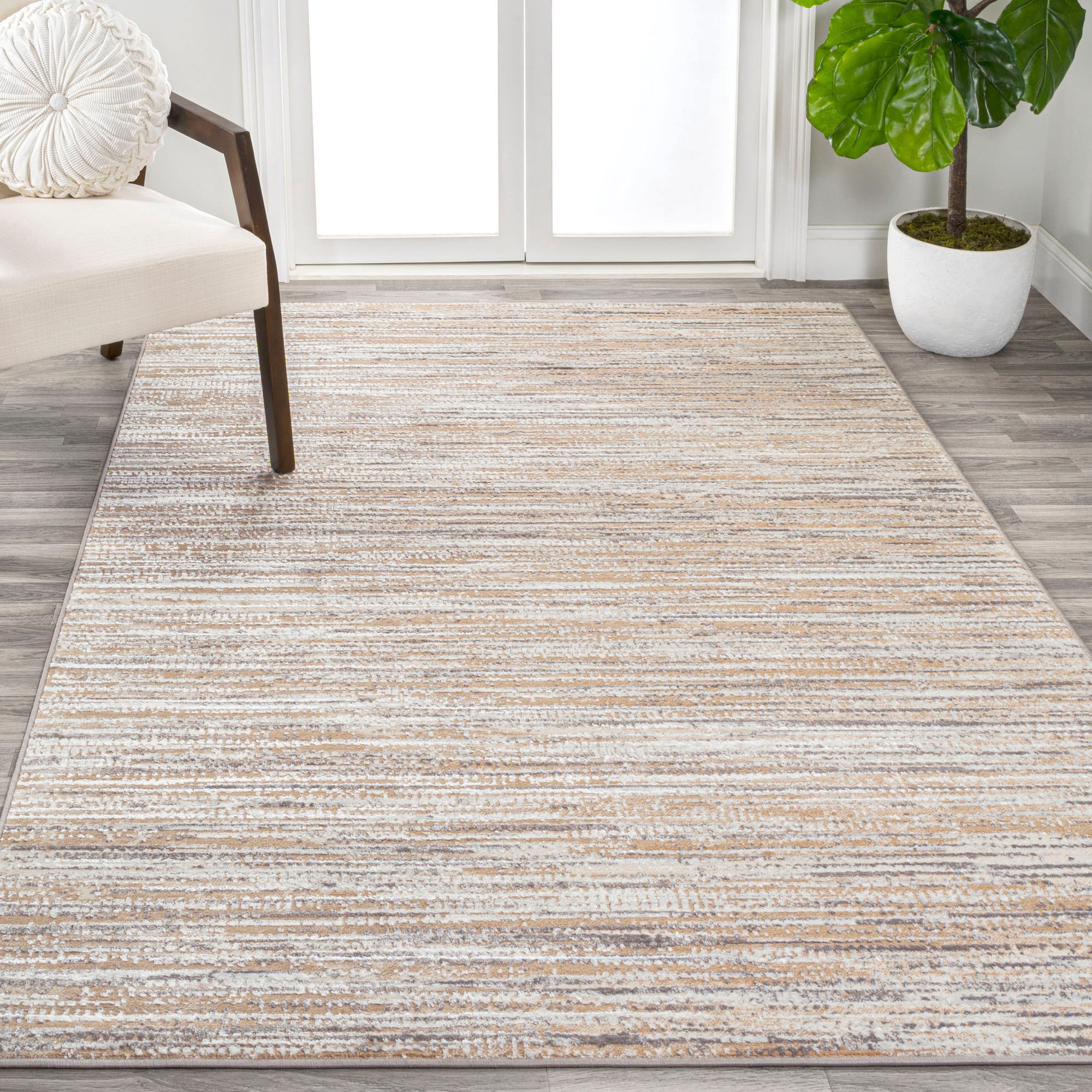 JONATHAN Y SILK ORCHID 8 x 10 Area Rug, Loom Strie - Beige/Gray, SOR200D-8