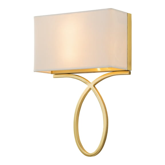 C Cattleya 2 light Gold Plug-in and Hardwired Wall Sconce with White Linen Shade