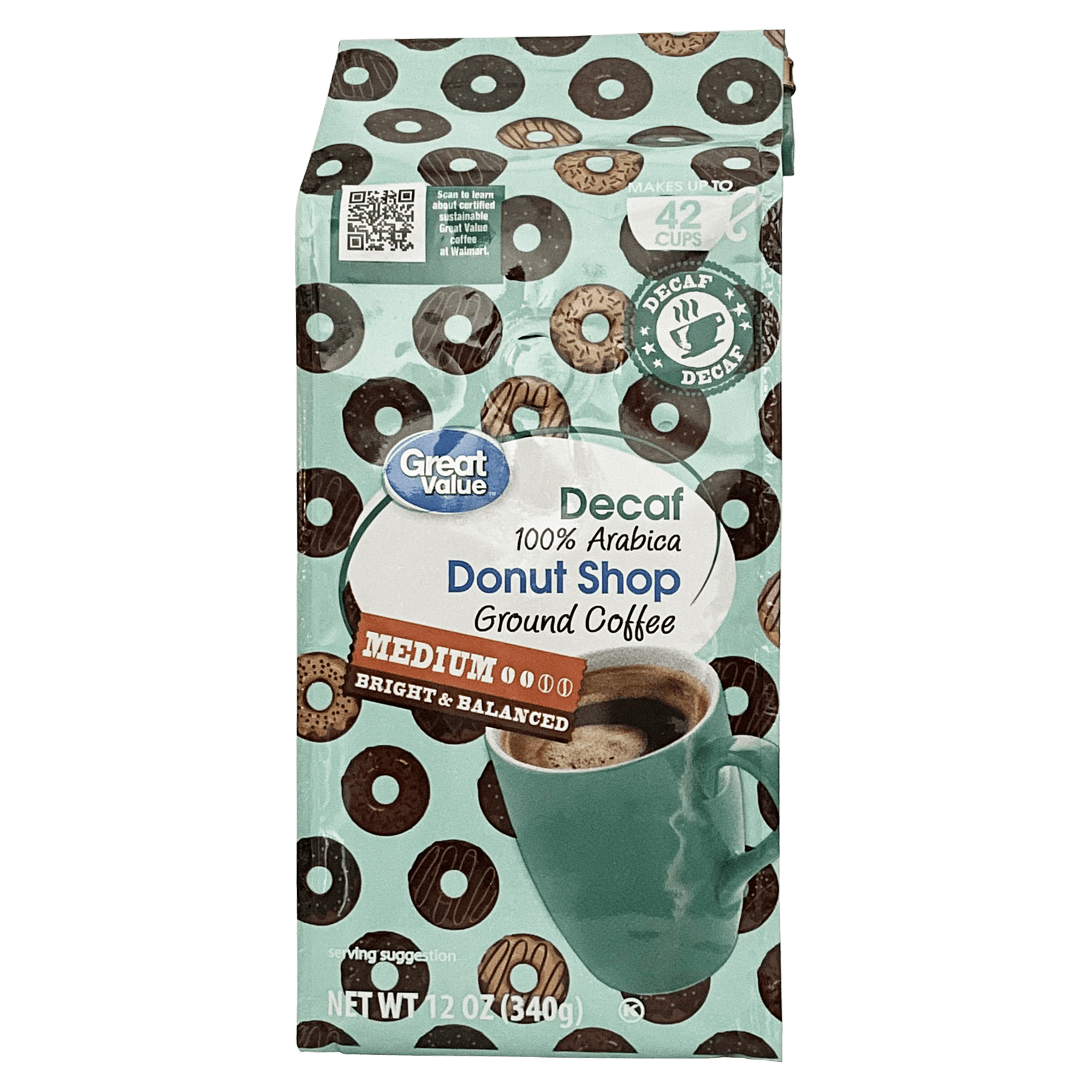 Great Value Donut Shop Decaf Coffee, 12 oz
