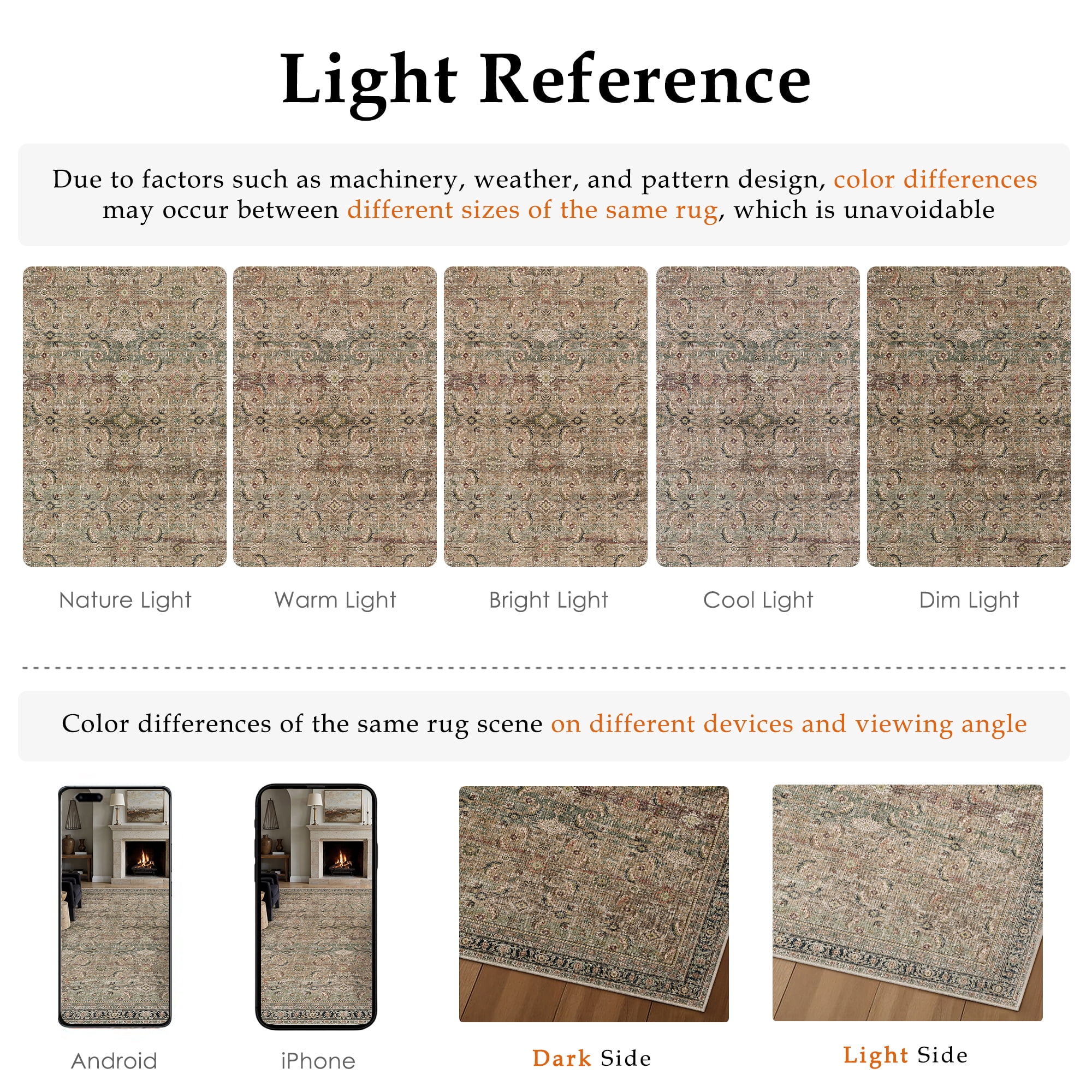 BERTHMEER 10’x14' Large Vintage Area Rugs Clearance for Living Room Bedroom Office Dining Room Farmhouse Brown Oriental Rugs Non Slip Traditional Distressed Rugs