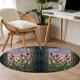 thumbnail image 5 of Stained Glass 3ft Area Rug, Vintage Abstract Botanical Plant Washable Non-Slip Small Round Rugs for Entryway Bedroom Kitchen, Soft Circle Carpet for Dining Room, Playroom Nursery Rug, 5 of 9