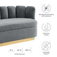 thumbnail image 6 of Tufted Sofa, Grey Gray, Velvet, Modern Contemporary, Mid Century Living Hotel Lounge Cafe Lobby, 6 of 8