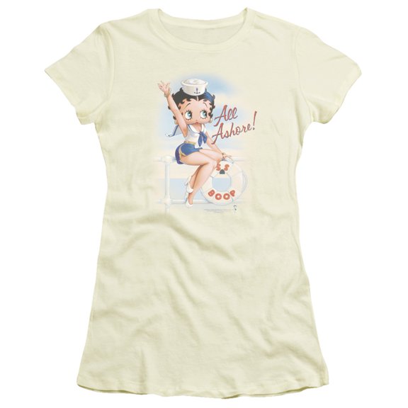 Betty Boop All Ashore S/S Junior Women's T-Shirt Sheer Cream