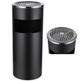 thumbnail image 1 of Cubo de basura Timcorr para exteriores con cenicero acero inoxidable 24 x 10 pul, 1 of 5