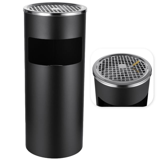 Cubo de basura Timcorr para exteriores con cenicero acero inoxidable 24 x 10 pul