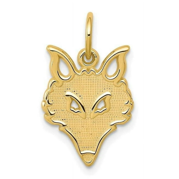 Finest Gold 10K Yellow Gold Solid Flat Back Small Fox Head Charm