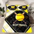 thumbnail image 2 of jejeloiu Softball Game Gaming Full Size Sheets,Ball Sport Theme Bed Sheets For Boys Teens 4pcs, 2 of 7