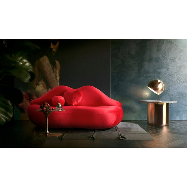 Lips Red Velvet Loveseat