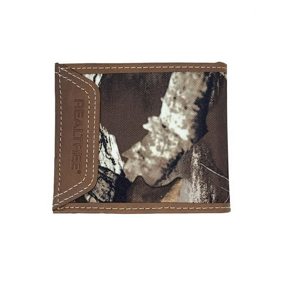 Realtree Camo Canvas RFID Blocking Male Casual Pass Case Wallet, Brown, Green, 1-Piece