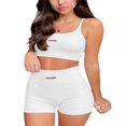 thumbnail image 3 of Women Workout Sets 2 Piece High Waist Shorts Ribbed Cami Crop Top Yoga Gym Tracksuit, 3 of 5