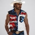 thumbnail image 2 of Dresfit Patriotic Cowboy Shirts for Men Lapel Sleeveless Tank Tops 2026 Summer 4th Of July Tees 1776 Button Down Usa Flag Graphic Shirt Blue 3XL, 2 of 5
