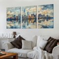 thumbnail image 2 of NYC Canvas Wall Art Abstract Painting Wall Decor Indigo Blue Gray Panoramic Art Print New York Skyline Reflection Pictures Artwork Landscape Living Room Bedroom Decoration, 2 of 6