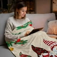 thumbnail image 5 of Christmas Snowman Flannel Blanket for Bed,Travel and Camping, Pine Christmas Tree Snowflakes Linen Super Soft Cozy Blanket for All Seasons 60"x80", 5 of 9