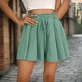 thumbnail image 2 of Wyobmus Women's Flowy Shorts Summer Comfy Culottes Shorts High Elastic Waist Wave Wrinkle Wide Leg Shorts Mint Green, 2 of 8