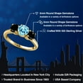thumbnail image 2 of Gem Stone King 18K Yellow Gold Plated Silver Blue Apatite and Black Diamond Engagement Ring for Women | 1.92 Cttw | Round 6MM | Gemstone Birthstone | Size 6, 2 of 6