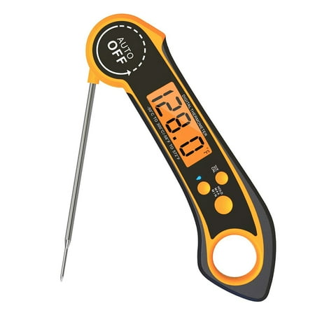 

Instant Read Food Digital Meat Thermometer Foldable Probe (Orange)
