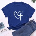 thumbnail image 2 of Camisetas de Manga Corta para las Mujeres Casual Día de Pascua Impresión Cuello de Tripulación Suelta Camiseta, Poliéster Spandex, 2 of 7