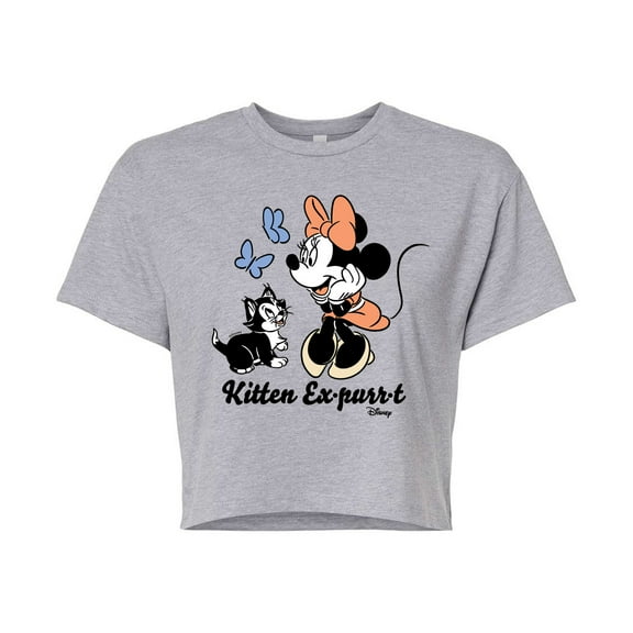 Disney Classics - Kitten Expurrt - Juniors Cropped Cotton Blend T-Shirt