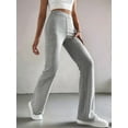 thumbnail image 6 of Wide Leg Pants Women High Waisted Pull on Lounge Elastic Waist Fall Winter Casual Knit Trousers Pants Grey S, 6 of 9