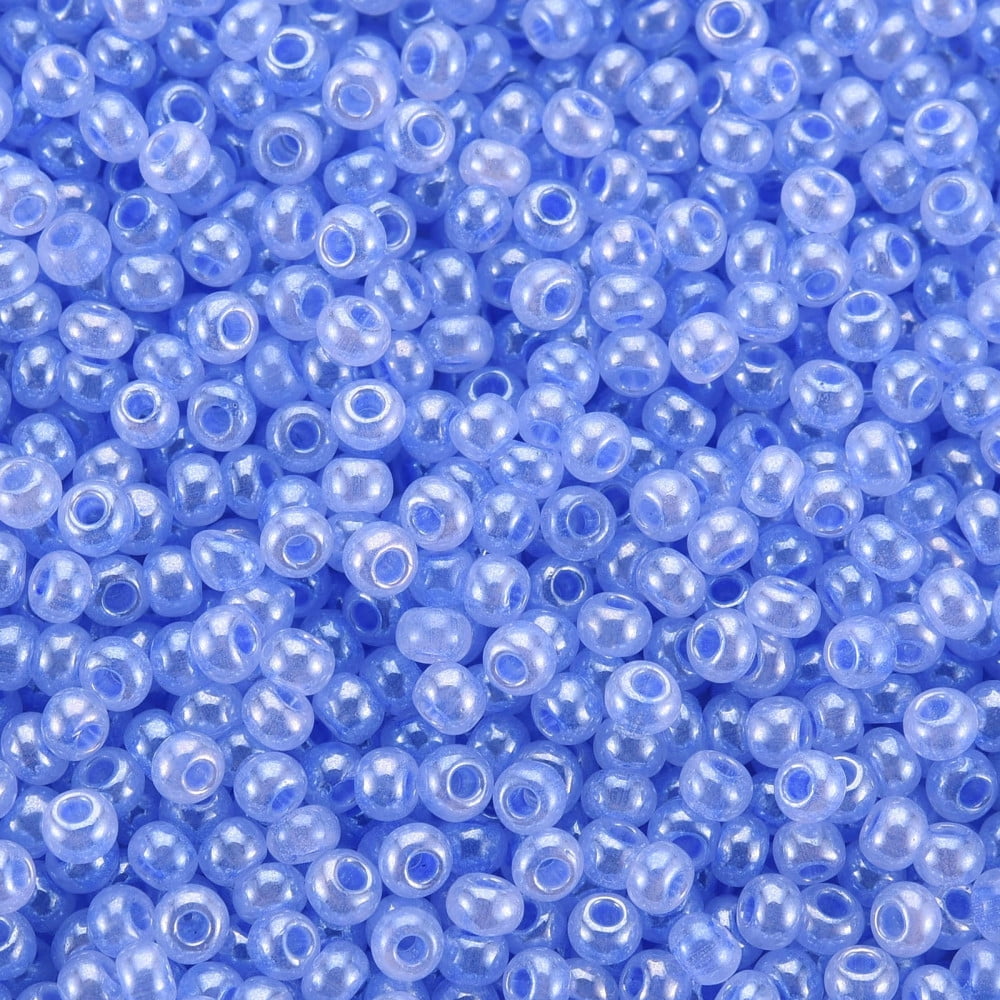 1pound 12/0 Imitation Glass Seed Beads Opaque Colours Luster Round Cornflower Blue 2x1.5mm Hole: 1mm about 40000pcs/Pound