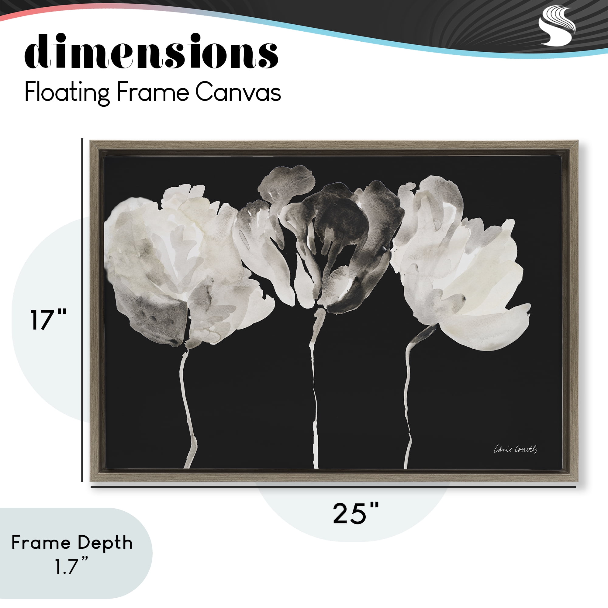 Stupell Industries Trio In Light On Black Brown Framed Floater Canvas Wall Art, design by Lanie Loreth