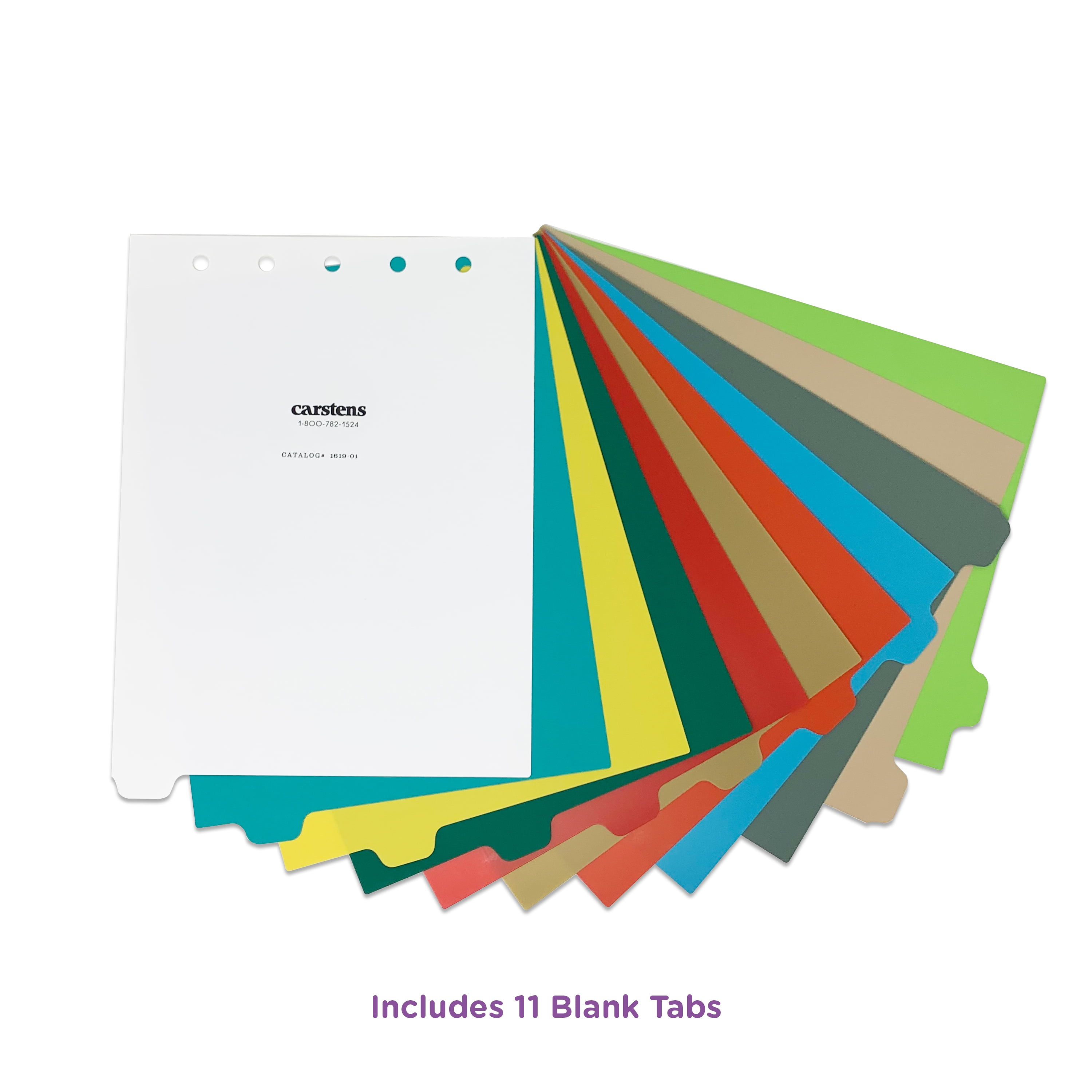 Carstens Heavy Duty Plastic Dividers, 11-Tab, Multi-Color, Blank, for Top-Opening 2-Ring, 3-Ring and 5-Ring Binders