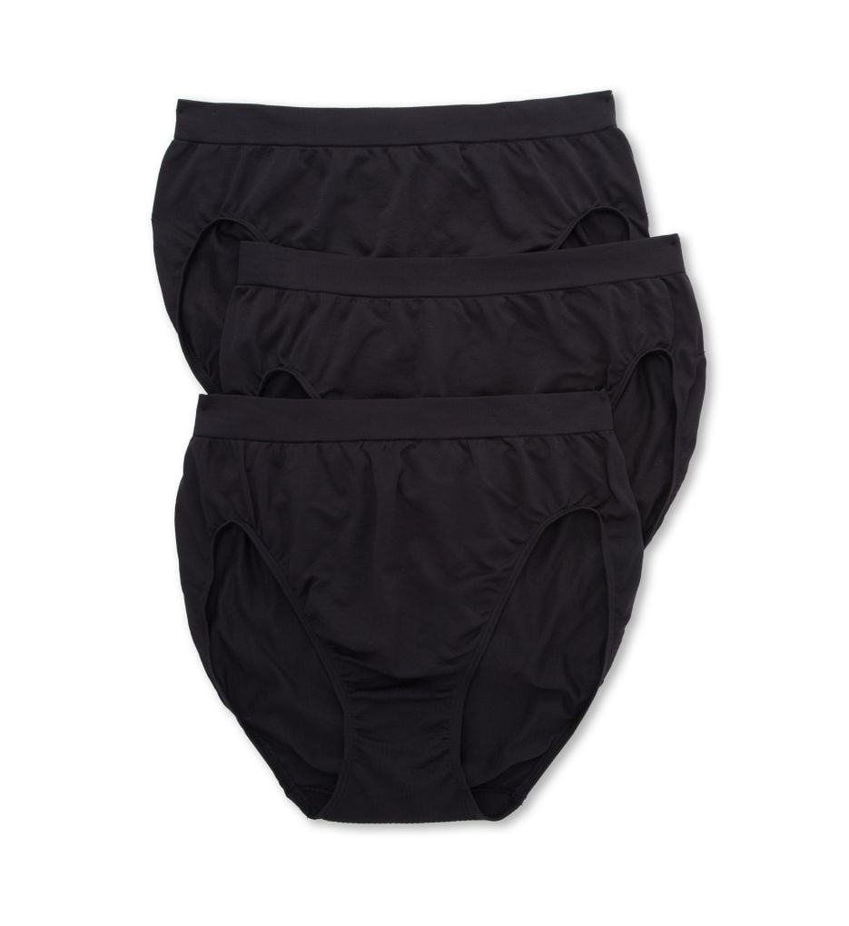 Women's Bali DFAK83 Comfort Revolution Microfiber Hi Cut Panty - 3Pack (Black 10/11) - Walmart.com