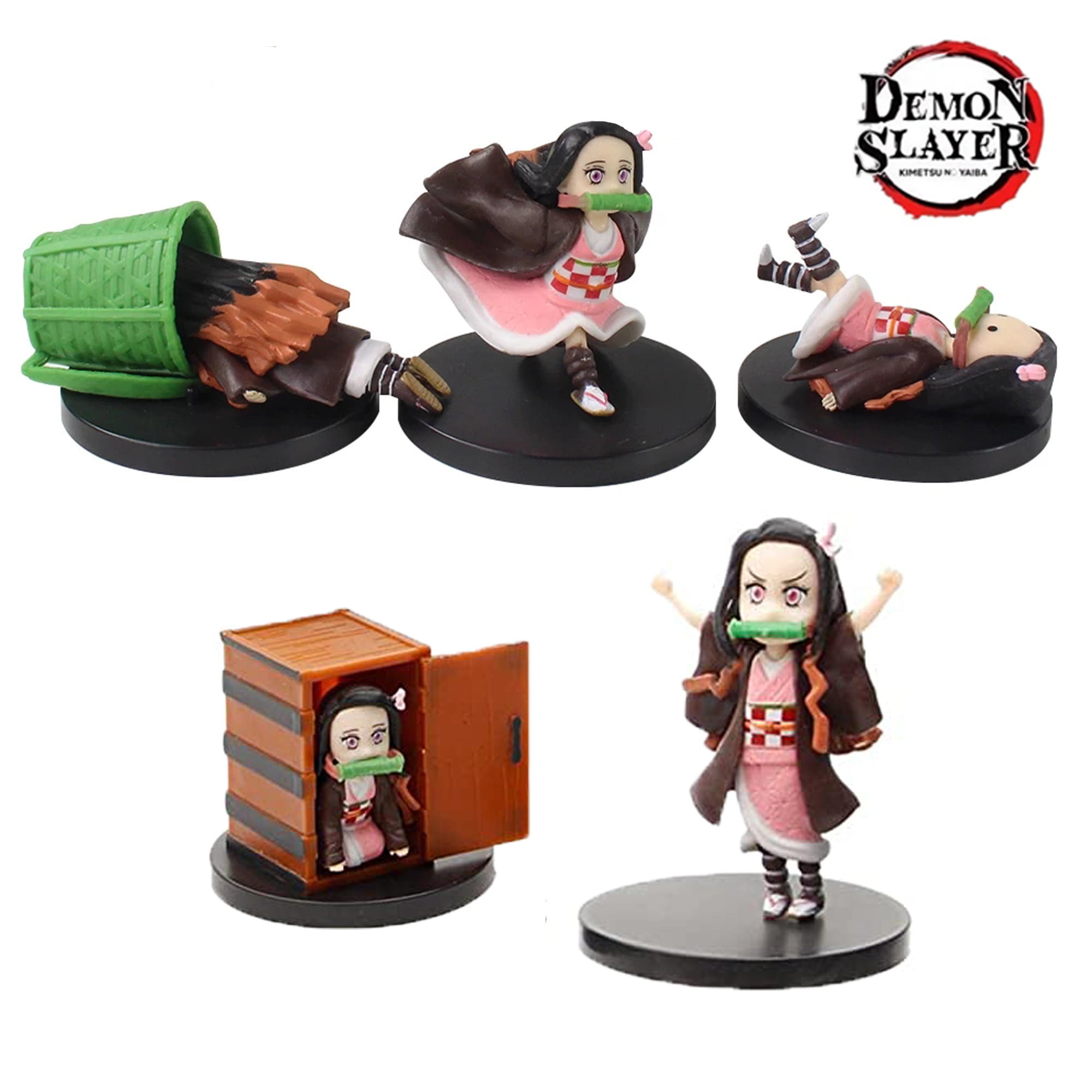 5pcs/set Demon Slayer Kamado Nezuko Kimetsu no Yaiba PVC Figure Anime Toy Gifts 