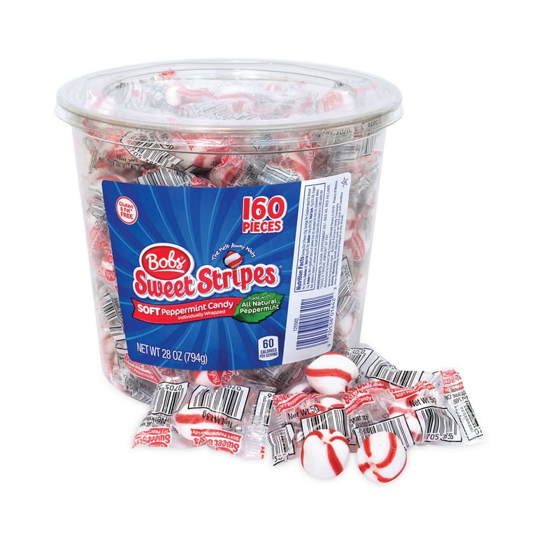 Bobs Sweet Stripes Soft Candy, Peppermint, 28 oz Tub, Ships in 1-3 Business Days Bobs Sweet Stripes Soft Candy, Peppermint, 28 oz Tub, Ships in 1-3 Business Days