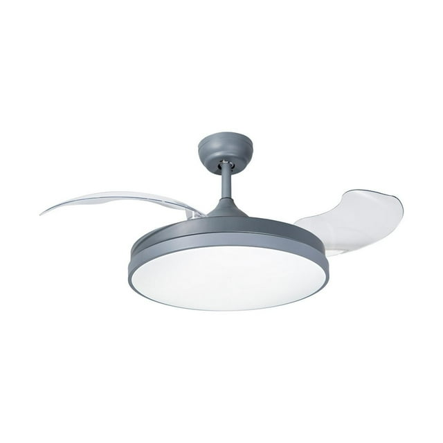 Ventilador De Techo Retráctil 42", Luz LED, Gris Mate, 3 Aspas, 6 Velocidades