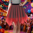 thumbnail image 2 of Ediodpoh Tutu Skirt Solid Color Carnival Tiered Mesh Skirt with Asymmetrical Hem for Festive Party Wear Ballet Skirt Red One Size, 2 of 6