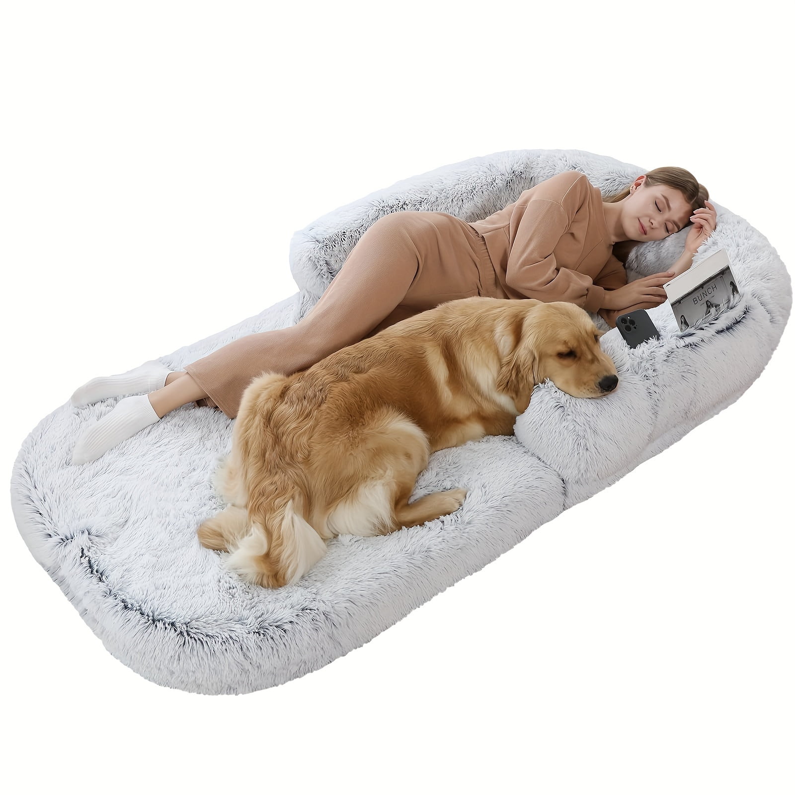1pc Dog Bed For Large Dogs Foldable Faux Fur Washable Dog Bed For People Doze Walmart