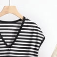 thumbnail image 6 of Women's V-Neck Sleeveless Tee - Breathable Striped Summer Top, Plus Size Loose Fit (XL-8XL, 10 Colors) | Yubnlvae (Black | 3XL), 6 of 8