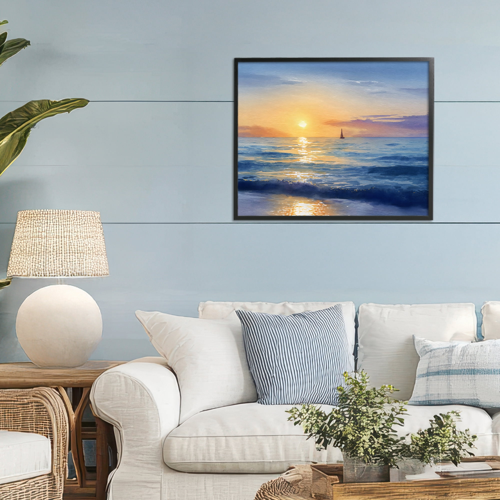 Stupell Industries Sails To The Sun At Sea Black Framed Giclee Art, design by Franklyn Gregory