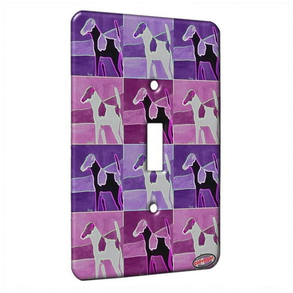KuzmarK™ Single Gang Toggle Switch Wall Plate - Brown Smooth Fox Terrier Dog Electric Art by Denise Every