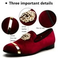 thumbnail image 2 of Mens Red Loafers Velvet Dress Shoes with Gold Plate Smoking Slippers Slip on Penny Party Luxury Loafer Shoes for Men, Red-10, 7 US, 2 of 5