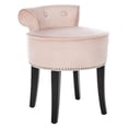 thumbnail image 4 of SAFAVIEH Georgia Contemporary Glam Upholstered Vanity Stool, Blush Pink/Espresso, 4 of 7