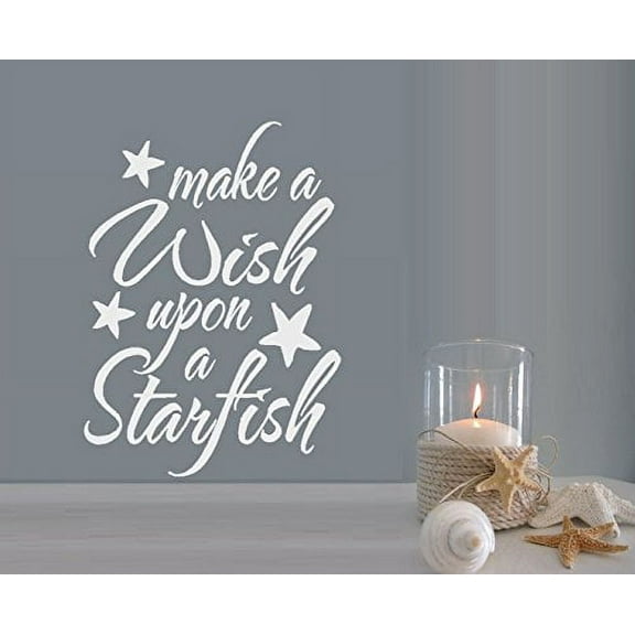 Decal ~ Make a WISH upon a STARFISH ~ Wall or Window Decal 13" x 18"