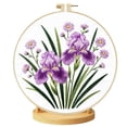 thumbnail image 2 of Rirozkan Embroidery Kit, Iris Flower Stitching Set with 8-inch Hoop, Scissors, Threader, Cross Stitch Supplies for Beginners, DIY Craft for Living Room Wall Art, 2 of 5