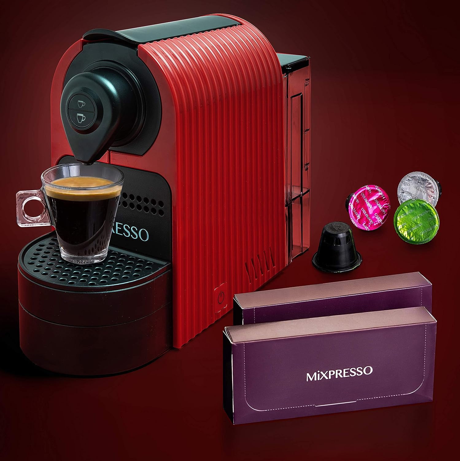  Mixpresso Máquina de café expreso para cápsulas compatibles con  Nespresso, cafetera de una sola porción programable para cápsulas de  espresso, bomba de alta presión italiana de 19 bares, cafetera : Hogar