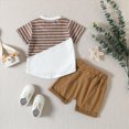 thumbnail image 4 of TOWED22 Toddler Baby Boy Summer Outfit Farm Clothes Short Sleeve T-Shirt Plaid Shorts Mallard Duck Goose Outfits(Brown,12-18 M), 4 of 9