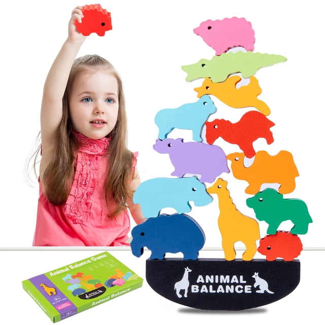 Juguetes apilables con bloques de madera AULEGU Animal Balance Game para niños