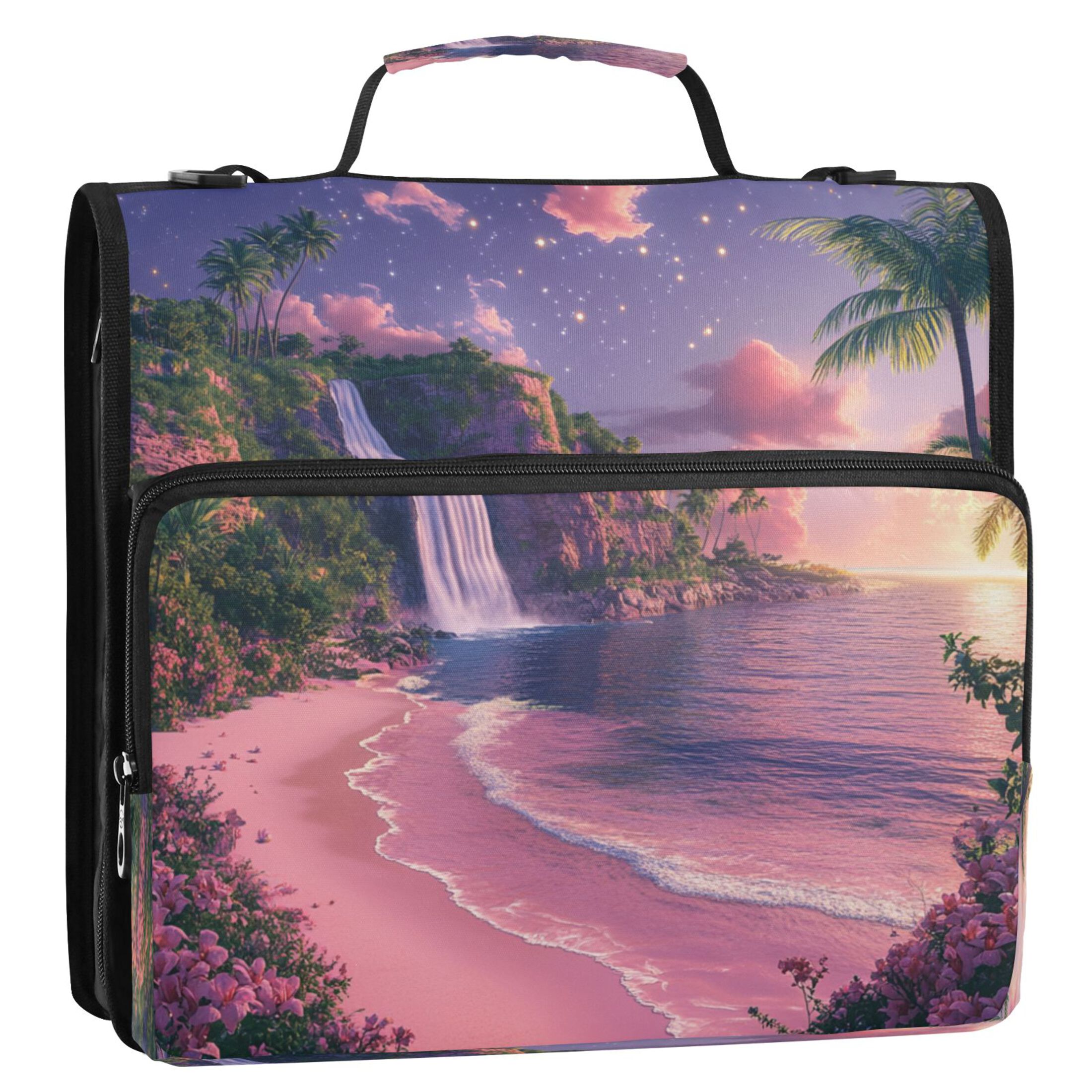 YAZAOO Zipper Binder trapper keeper Documents Organized Design Tropical Twilight Oasis Printed