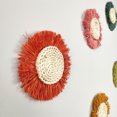 thumbnail image 5 of Nvzi Cestas de pared bohemias colgantes de mimbre rústico, redondas, para decoración de salas de estar, dormitorios y cocinas (grandes, rosa), 5 of 5