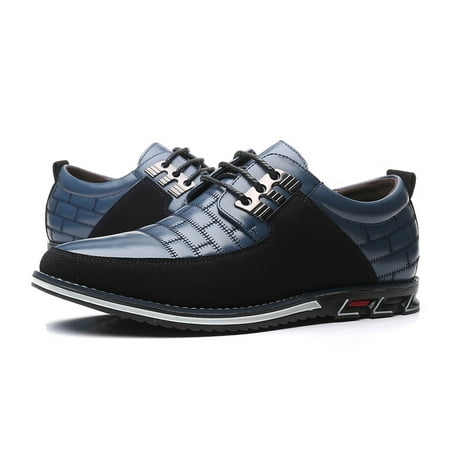 

leather shoes for Men Fashion Style Men s Breathable Comfortable Business Lace Up Leisure Solid Color Leather Shoes artificial leather Dress Sandals for Women Blue