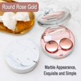 thumbnail image 3 of 2Pcs Round Marble Contact Lens Case, Portable Contact Lens Box Kit with Mirror, Travel Contact Lens Holder Mini Box Container(Rose Gold+Gold), 3 of 7