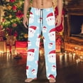 thumbnail image 2 of Adeawade Chritsmas Pants For Mens Graphic Prints Xmas Pajamas Pj Bottoms New Years Sleepwear Pants Wide Leg Slacks Drawstring Trousers With Pocket Durable Home Wear Light Blue S, 2 of 4