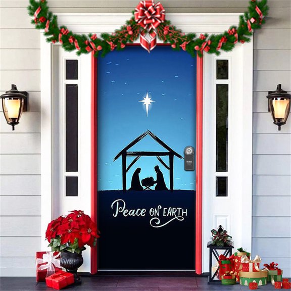 BOBOMOTI Christmas Door Cover Christmas Santa Claus Door Cover Xmas Front Door Hanging Banner for Winter Xmas New Year Holiday Party Decor