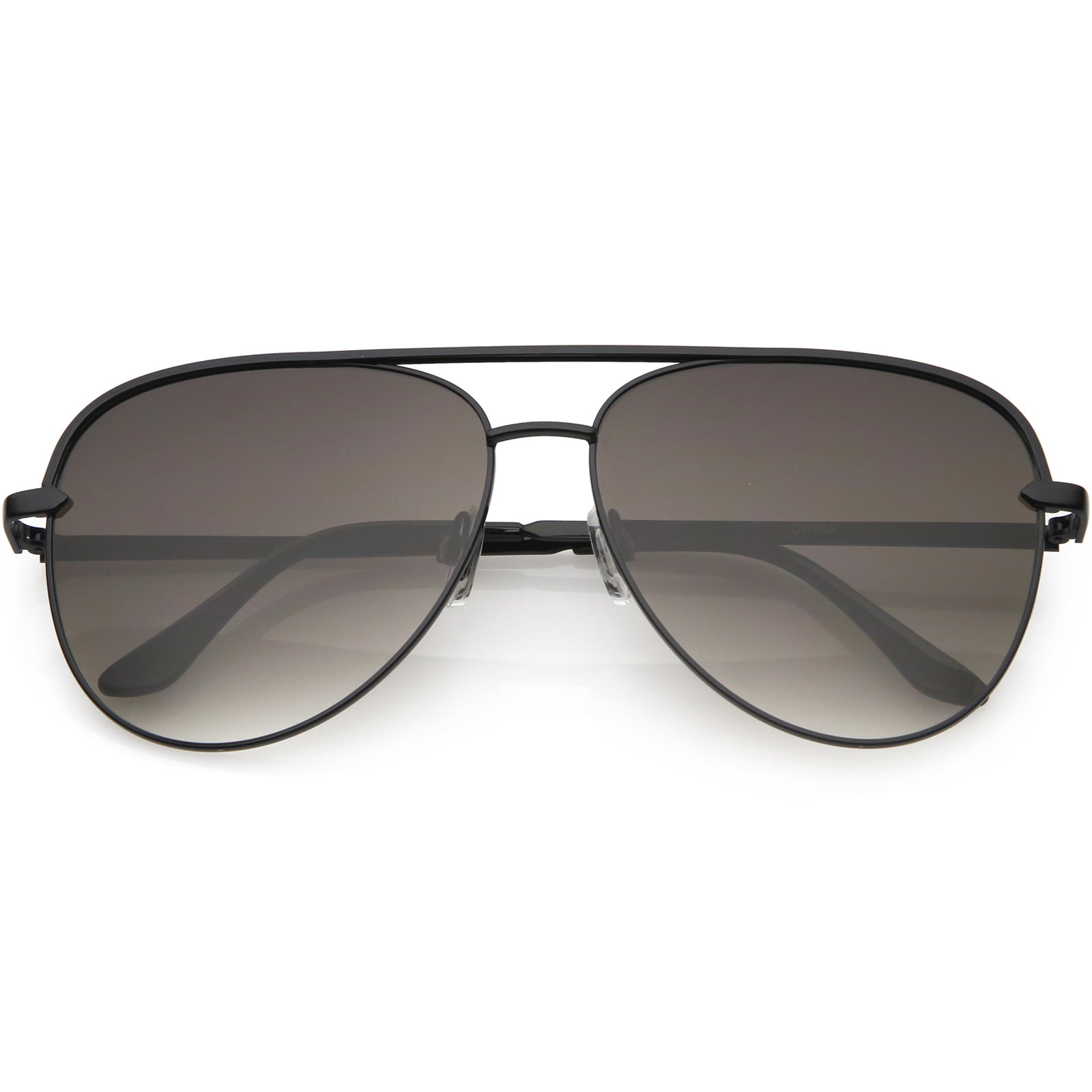 Classic Oversize Metal Aviator Sunglasses Neutral Colored Flat Lens ...